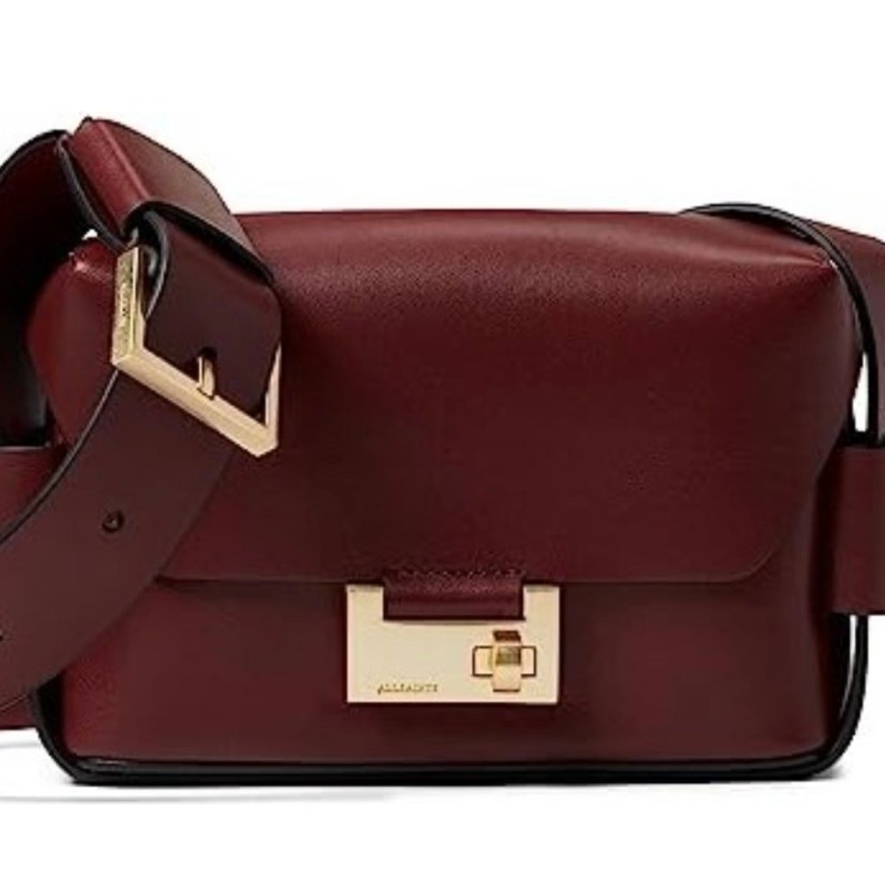 AllSaints Frankie 3-In-1 Leather Crossbody Bag Burgundy Red NWT